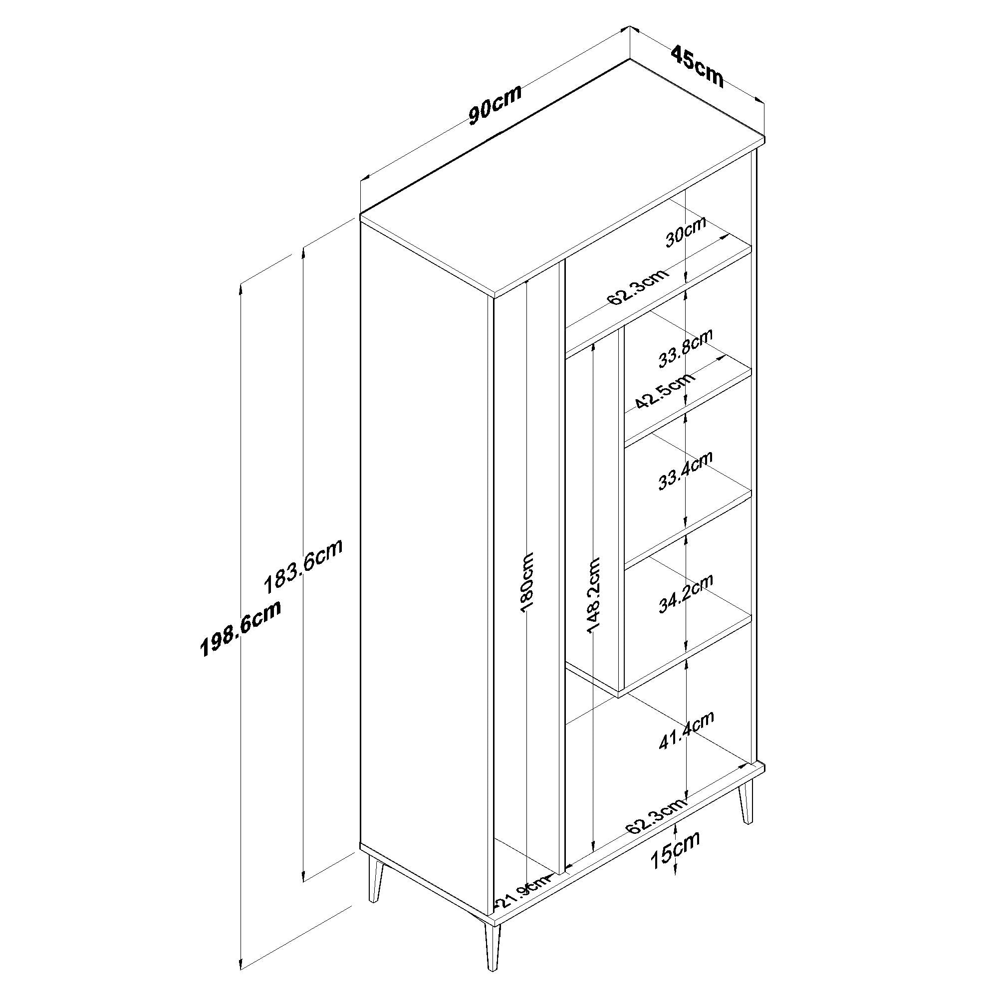 Rani KC104 Banyo Dolabı 2 Kapaklı 4 Raflı Çok Amaçlı Dolap Beyaz